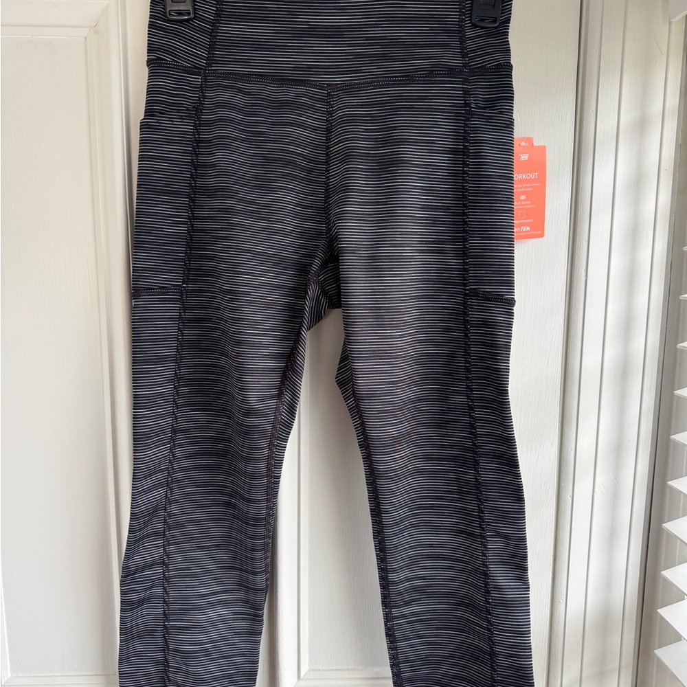 Tek Gear Striped Black and Gray Leggings